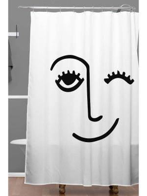 Mambo Art Studio Wink Face Shower Curtain Black - Deny Designs