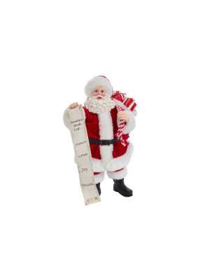 Kurt Adler 10.5" Fabriche Santa With List And Gift Sack