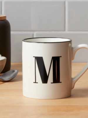 16oz Stoneware Monogram M Mug White - Threshold™