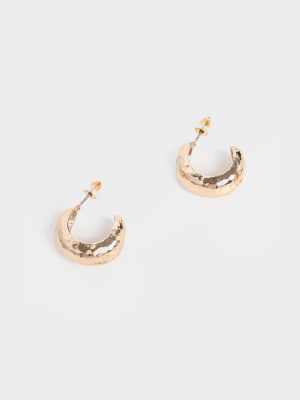 Gold Hammered Mini Hoop Earrings