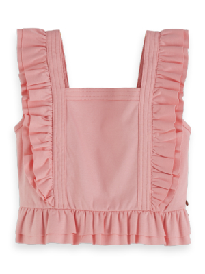 Scotch Shrunk Girls Clean Jersey Worked Out Top With Ruffles - Blush