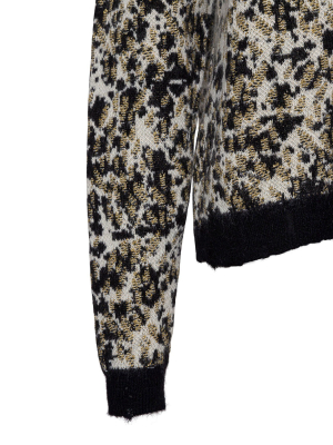 Saint Laurent Leopard Print Knit Sweater