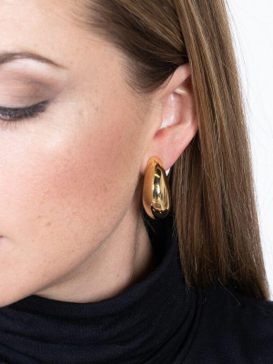 Polished Gold Tapered Half Hoop Clip Earrings