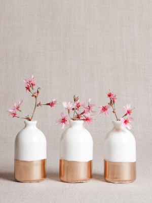 White And Gold Minimalist Bud Vases // Set Of Three