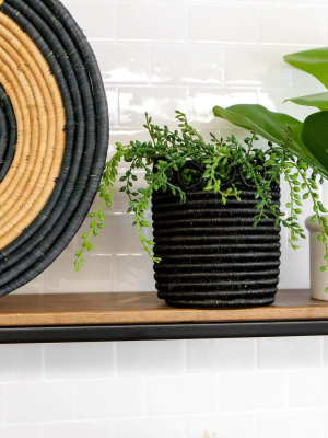 Handwoven Baskets By Blu 5" Small Black Hooped Planter