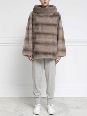 Dyed Plucked Mink Fur Pullover