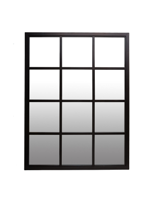 23"x30" Classic Black Windowpane Decorative Wall Mirror Black - Patton Wall Decor