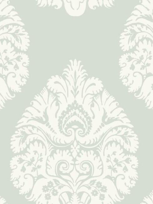 Teardrop Damask Wallpaper In Light Grey From The Ronald Redding 24 Karat Collection By York Wallcoverings