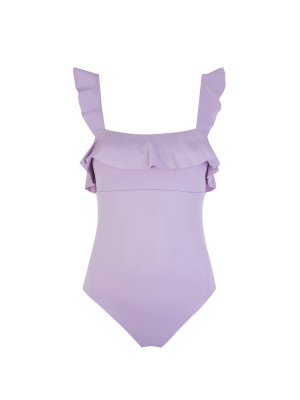 Lavender So Solid Ruffle One Piece