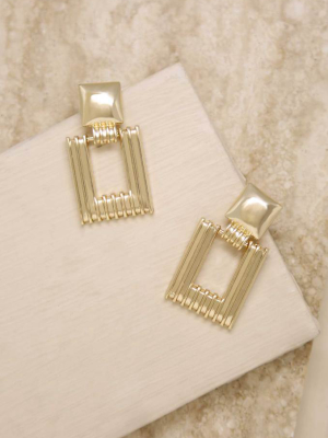 Moving Up Square Dangle 18k Gold Plated Earrings