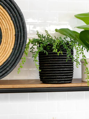 Small Black Hooped Planter