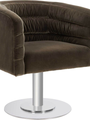 Mavra Velvet Swivel Tub Chair Giotto Dark Olive Green