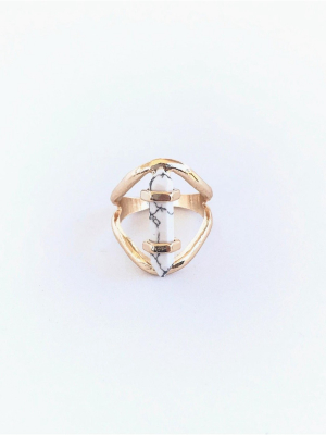 Sanctuary Project Semi Precious White Howlite Crystal Ring Gold