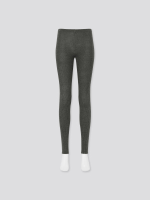 Women Ribbed Heattech Knitted Leggings (online Exclusive)