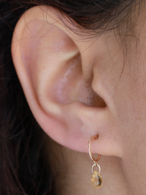 Tiny Hoop Earrings With Citrine Drops