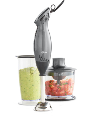 Oster 2-speed Immersion Hand Blender With Food Chopper Attachment - Metallic Gray