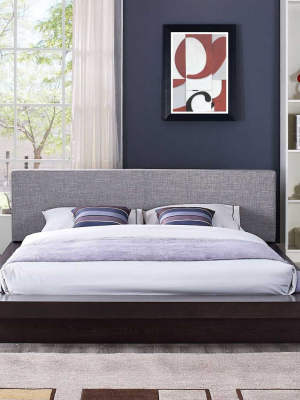 Freyja Fabric Platform Bed Cappuccino/gray