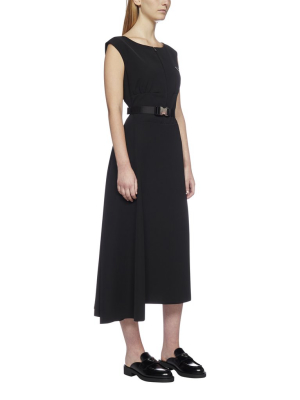 Prada Logo Plaque Sleeveless Midi Dress