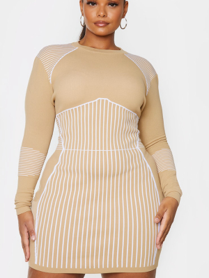 Plus Stone Seamless Knit Contour Detail Bodycon...