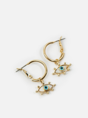 **syd & Ell Pearl Eye Charm Hoops By Skinnydip