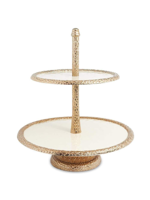 Julia Knight Florentine 13.5" Two-tiered Server In Gold Snow