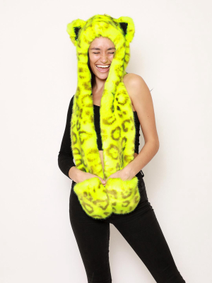 Neon Yellow Leopard Luxe Collector Edition Faux Fur Hood | Women's