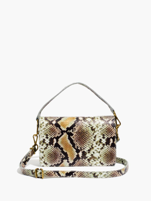 The Flap Convertible Crossbody Bag In Snake Embossed Leather