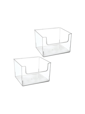 Mdesign Plastic Food Storage Organizer Bin For Kitchen, 2 Pack - Clear