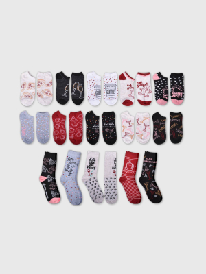 Women's "eat Drink & Be Merry" 15 Days Of Socks Advent Calendar - Assorted Colors 4-10