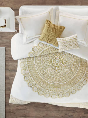 Brielle Metallic Medallion Duvet Cover Set