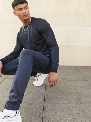 Asos Design Skinny Smart Sweatpants In Navy