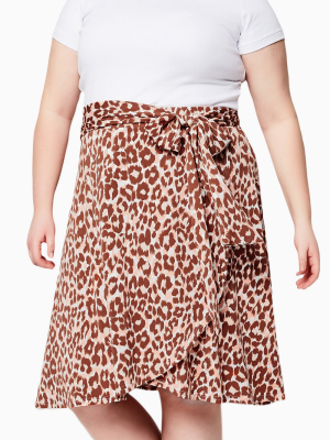 Mae Wrap Skirt In Leo Coral Almond (curve)