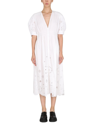 Ganni Broderie Anglaise Midi Dress