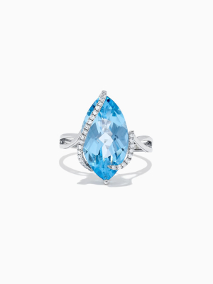 Effy Ocean Bleu 14k White Gold Blue Topaz & Diamond Ring, 7.27 Tcw