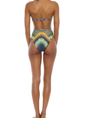 Seda High Cut High Waist Bikini Bottom - Yellow Tribal Print