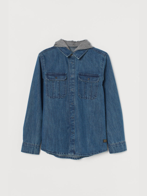 Denim Hooded Shirt