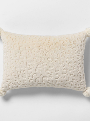 Oblong Faux Fur Embossed Leopard Decorative Throw Pillow - Opalhouse™