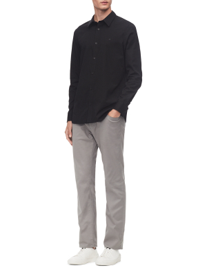 Stretch Cotton Solid Button-down Shirt