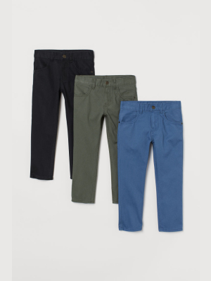 3-pack Slim Fit Twill Pants