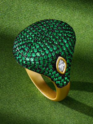 Midnight Emerald Pavé Cocktail Ring
