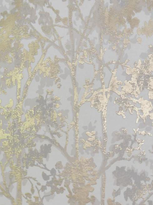 Shimmering Foliage Wallpaper In White And Gold By Antonina Vella For York Wallcoverings