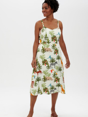 Lumi Sundress - Cream, Jungle Animals