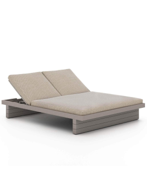 Leroy Outdoor Double Chaise, Faye Sand/weathered Grey