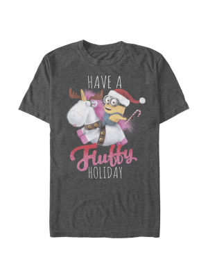 Men's Despicable Me Christmas Minions Have A Fluffy Day Unicorn T-shirt