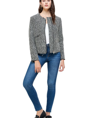 Kaii Tweed Boucle Biker Jacket