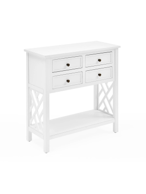 32" Middlebury Wood Console Table With 4 Drawers White - Alaterre Furniture