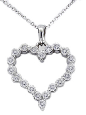 Pompeii3 1ct Diamond Heart Shaped Pendant 14k White Gold New