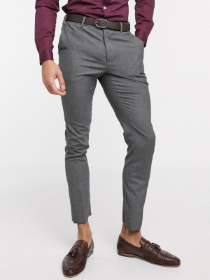 New Look Skinny Suit Pants In Dark Gray