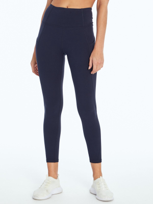 Tummy Control Solid Ankle Legging In Midnight Blue
