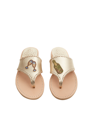 Embroidered Champagne Sandal